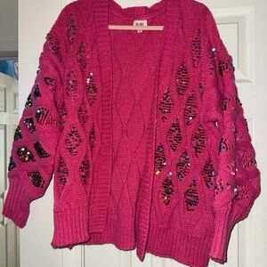 BiBi Fuchsia Sequin Women's Cardigan